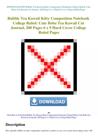 DOWNLOAD PDF Bubble Tea Kawaii Kitty Composition Notebook College Ruled Cute Boba Tea Kawaii Cat Jou