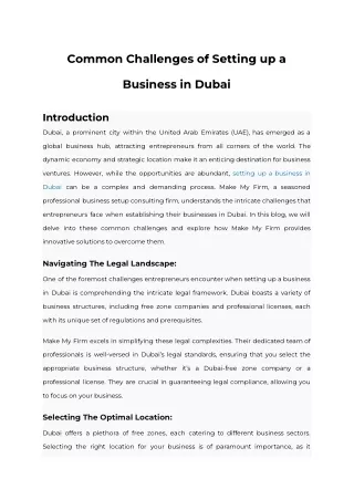 Common Challenges of Setting up a Business in Dubai