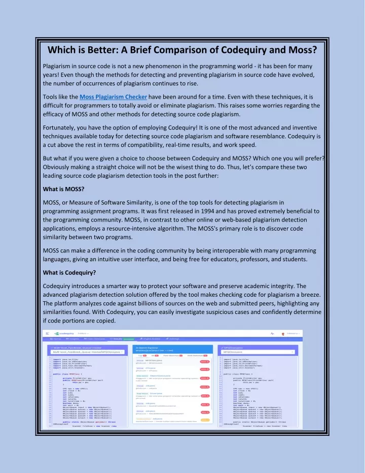 which is better a brief comparison of codequiry