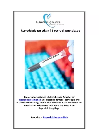 Reproduktionsmedizin | Biocore-diagnostics.de