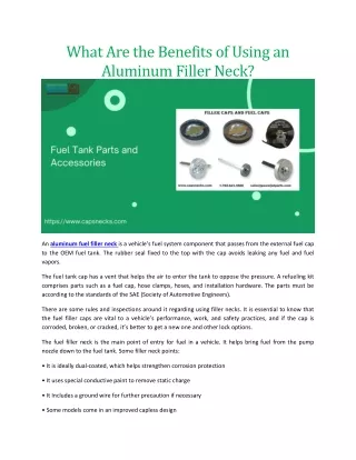 What Are the Benefits of Using an Aluminum Filler Neck