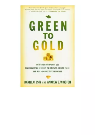 Download Green To Gold How Smart Companies Use Environmental Strategy To Innovat