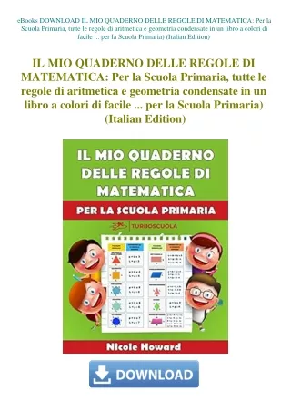 eBooks DOWNLOAD IL MIO QUADERNO DELLE REGOLE DI MATEMATICA Per la Scuola Primaria  tutte le regole d