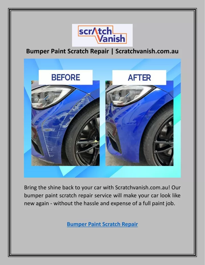 bumper paint scratch repair scratchvanish com au