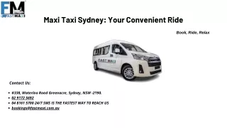 Maxi Taxi Sydney Your Convenient Ride