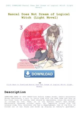 [PDF] DOWNLOAD Rascal Does Not Dream of Logical Witch (Light Novel)