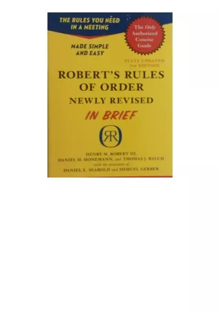 Download PDF Roberts Rules Of Order Newly Revised In Brief 2Nd Edition Roberts R