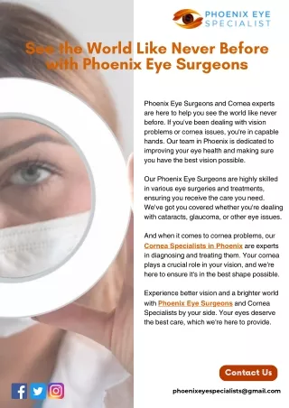 See the World Like Never Before with Phoenix Eye Surgeons