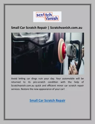 Small Car Scratch Repair | Scratchvanish.com.au