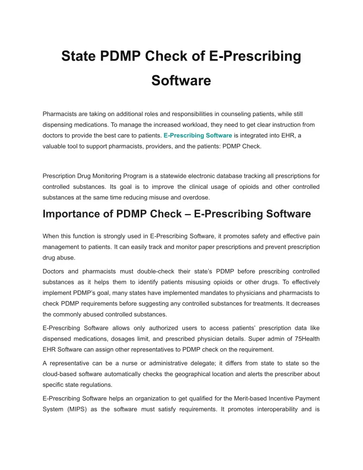 state pdmp check of e prescribing