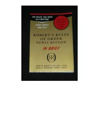 Ebook download Roberts Rules Of Order In Brief The Simple Outline Of The Rules M