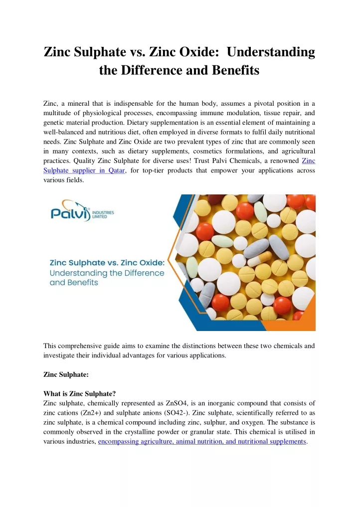 zinc sulphate vs zinc oxide understanding