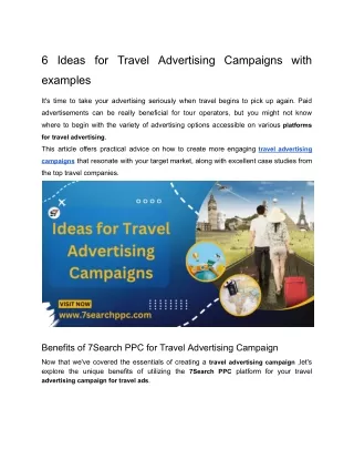6 Ideas for Travel Advertising Campaigns with examples