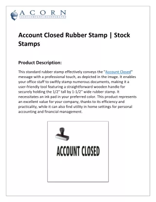 Account Closed Rubber Stamp | Stock Stamps