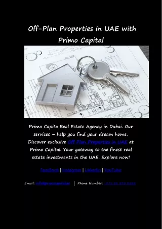 Off-Plan Properties in UAE with Primo Capital