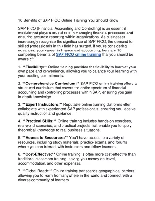 10 benefits of sap fico online training