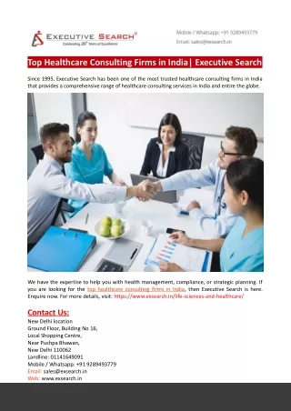 top healthcare consulting firms in india