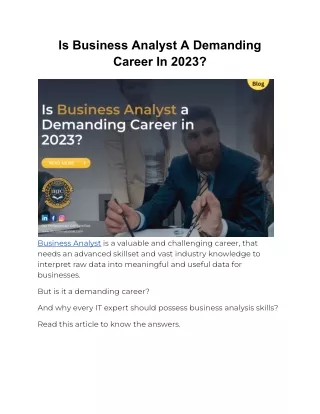 is business analyst a demanding career in 2023