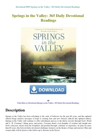 Download PDF Springs in the Valley 365 Daily Devotional Readings
