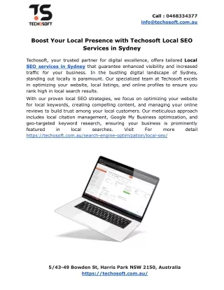 Boost Your Local Presence with Techosoft Local SEO Services in Sydney