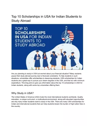 Top 10 Scholarships in USA for Indian Students to Study Abroad