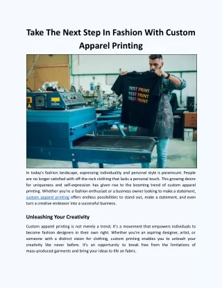 Take The Next Step In Fashion With Custom Apparel Printing