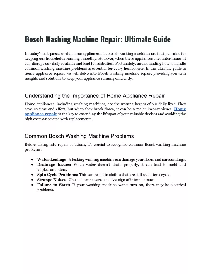 bosch washing machine repair ultimate guide