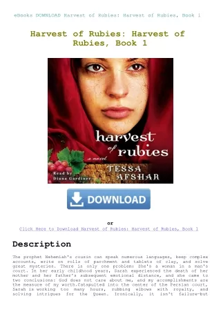 eBooks DOWNLOAD Harvest of Rubies Harvest of Rubies  Book 1