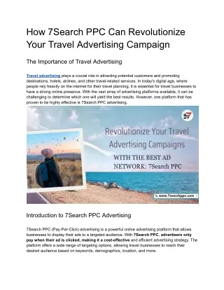 How 7Search PPC Can Revolutionize Your Travel Advertising Campaign