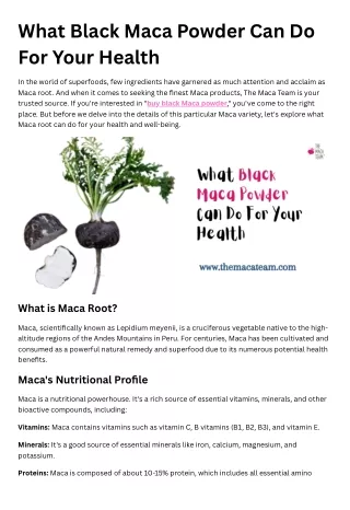 What Black Maca Powder Can Do For Your Health