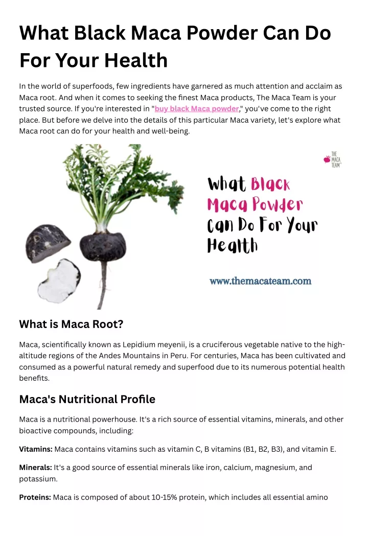 what black maca powder can do for your health