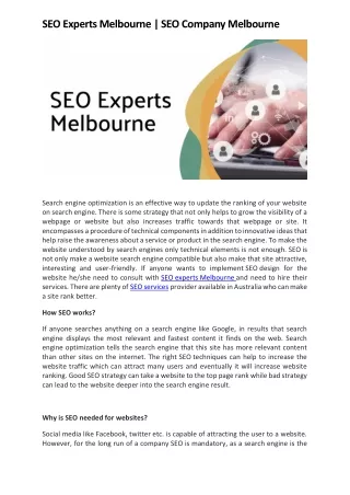 seo experts melbourne seo company melbourne