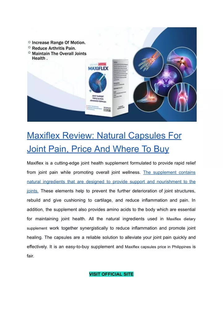 maxiflex review natural capsules for joint pain
