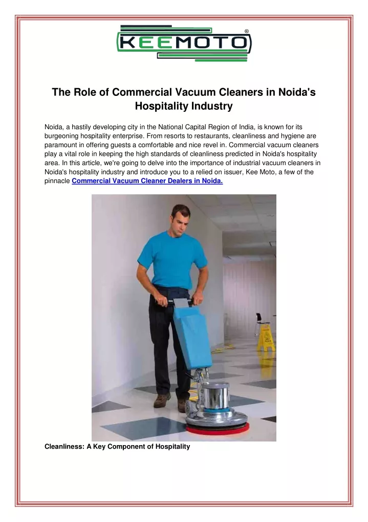 the role of commercial vacuum cleaners in noida