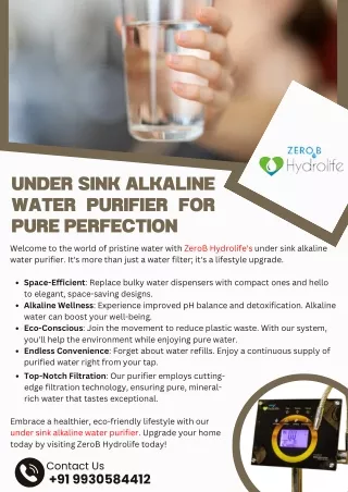 Under Sink Alkaline Water Purifier for Pure Perfection