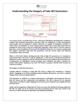 understanding the dangers of fake w2 generators