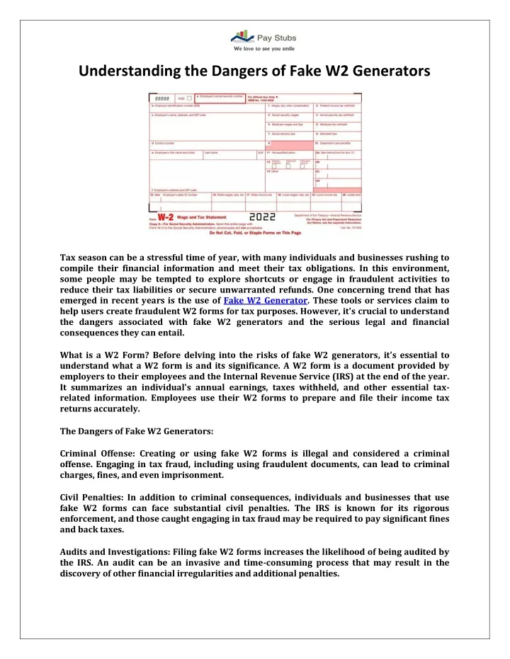 understanding the dangers of fake w2 generators