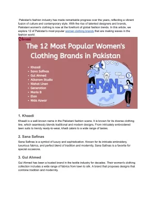 The 12 Most Popular Women's Clothing Brands in Pakistan