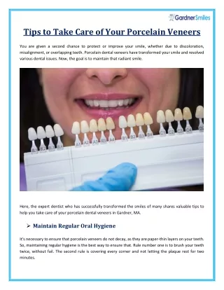Tips For Maintaining Your Porcelain Veneers