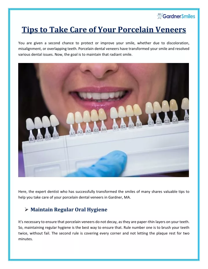 tips to take care of your porcelain veneers