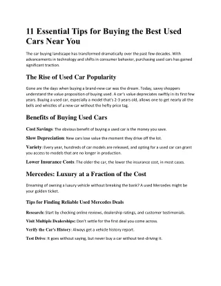 11 Essential Tips for Buying the Best Used Cars Near You