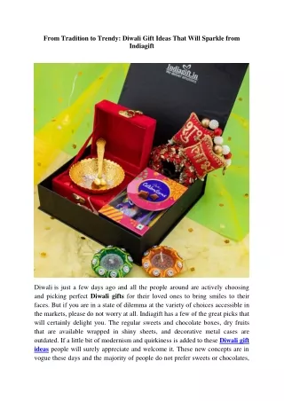 From Tradition to Trendy- Diwali Gift Ideas That Will Sparkle from Indiagift