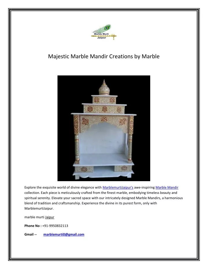 majestic marble mandir creations by marble