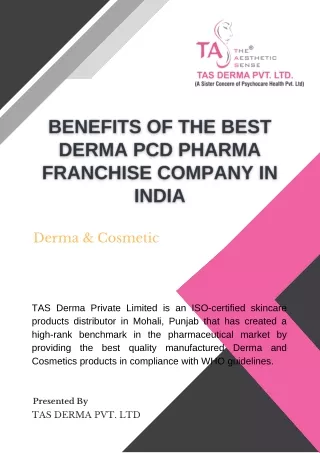 Benefits of the Best Derma PCD Pharma Franchise Company in India