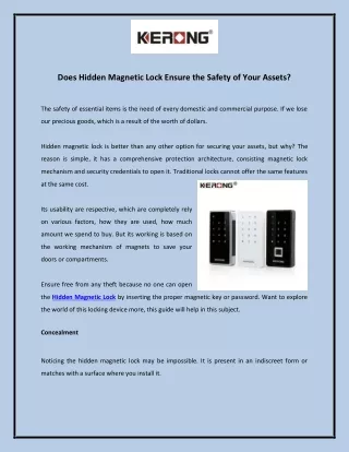 Does Hidden Magnetic Lock Ensure the Safety of Your Assets?