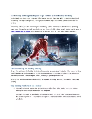 Ice Hockey Betting Strategies- Tips to Win at Ice Hockey