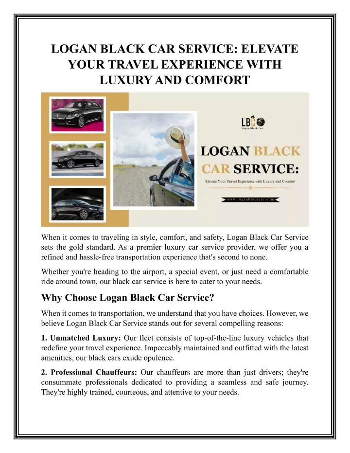 logan black car service elevate your travel