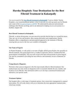 best fibroid treatment in kukatpally-Harsha-hospitals-kukatpally