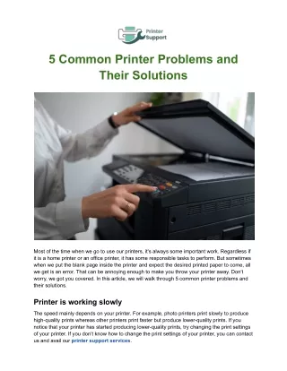 5 common printer problems and their solutions