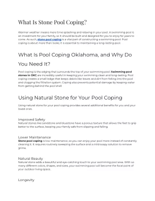 what is stone pool coping